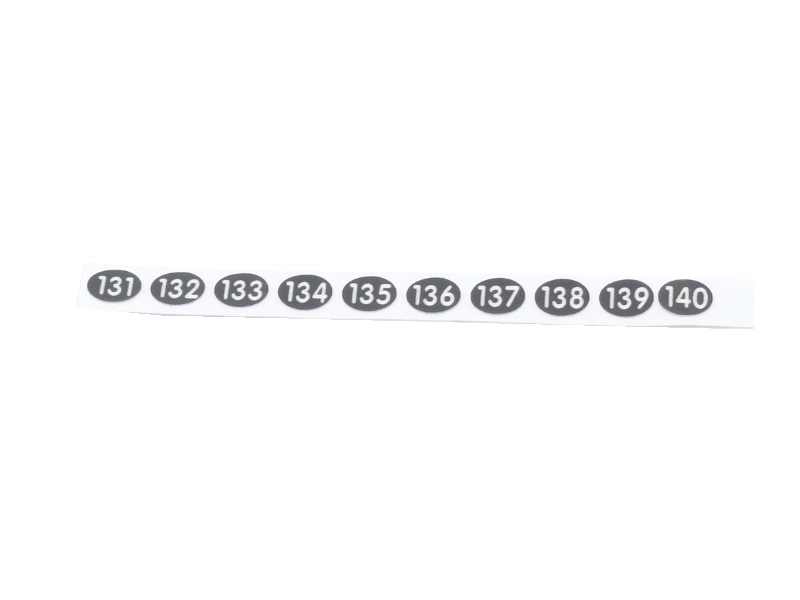 Stift-Aufklebenummern 131, 132, 133, 134, 135, 136, 137, 138, 139, 140 für Addimat Kellnerstifte, 65.131