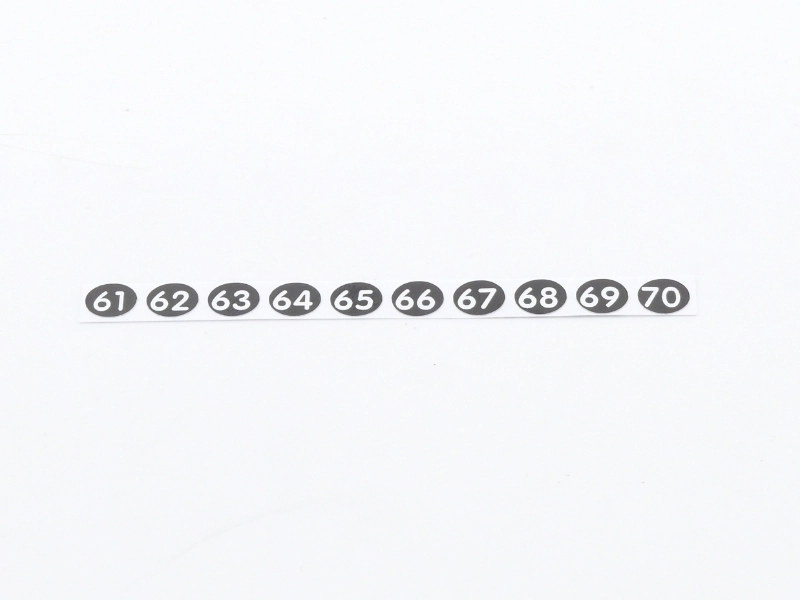 Stift-Aufklebenummern 61, 62, 63, 64, 65, 66, 67, 68, 69, 70 für Kellnerstifte, 965.061