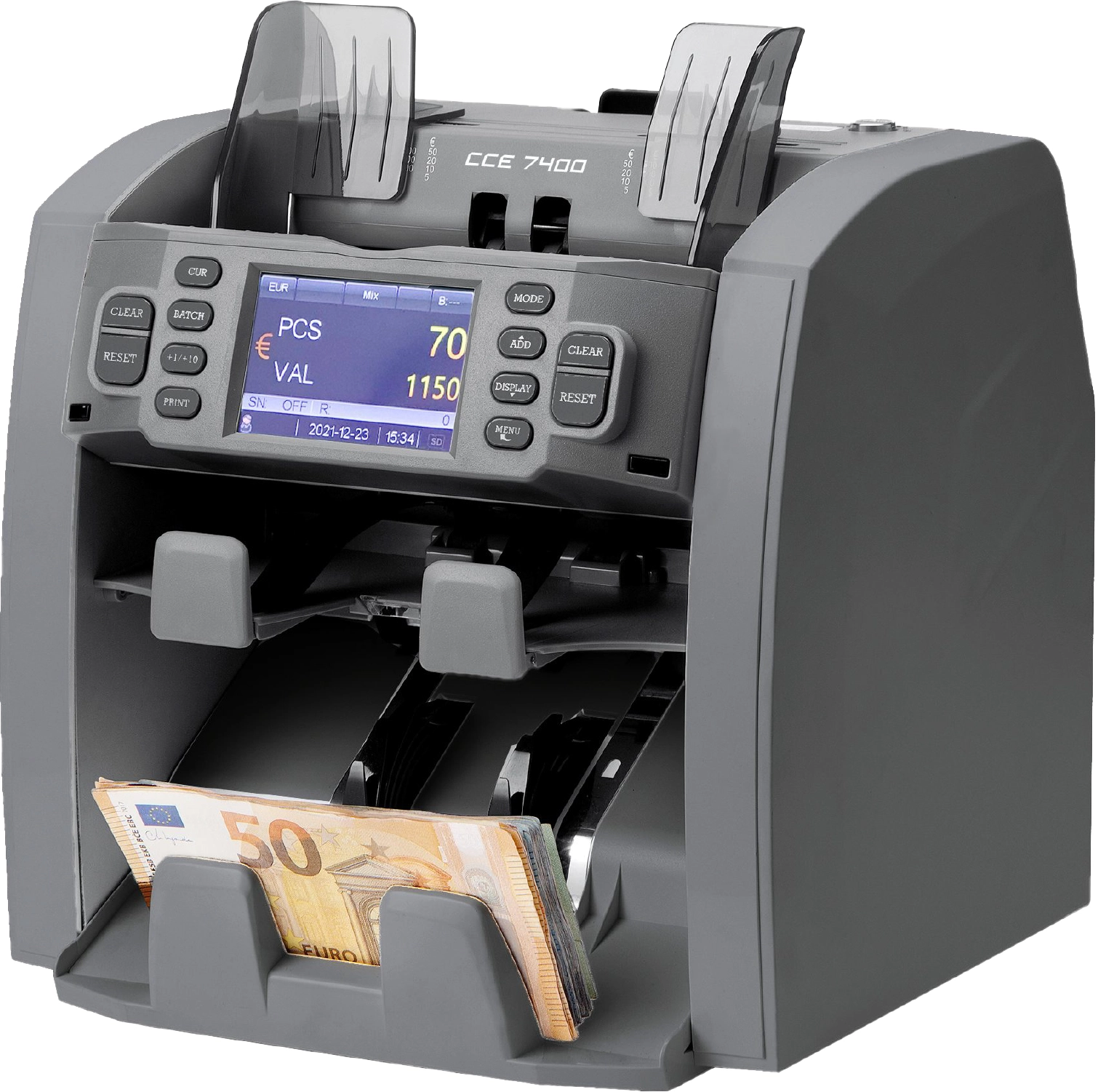 Banknotenzähler Cash Concepts CCE 7400 für sortierte und gemischte Zählung, Falschgelderkennung EUR+USD+GBP+CHF