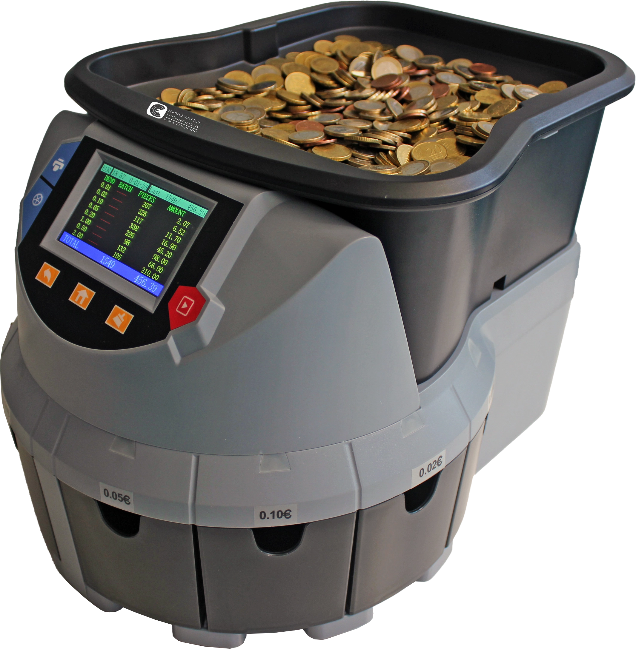 Münzzähler Cash Concepts CCE 4100 Touchscreen Zählung und Sortierung Euro-Münzen mit externer Thermodrucker