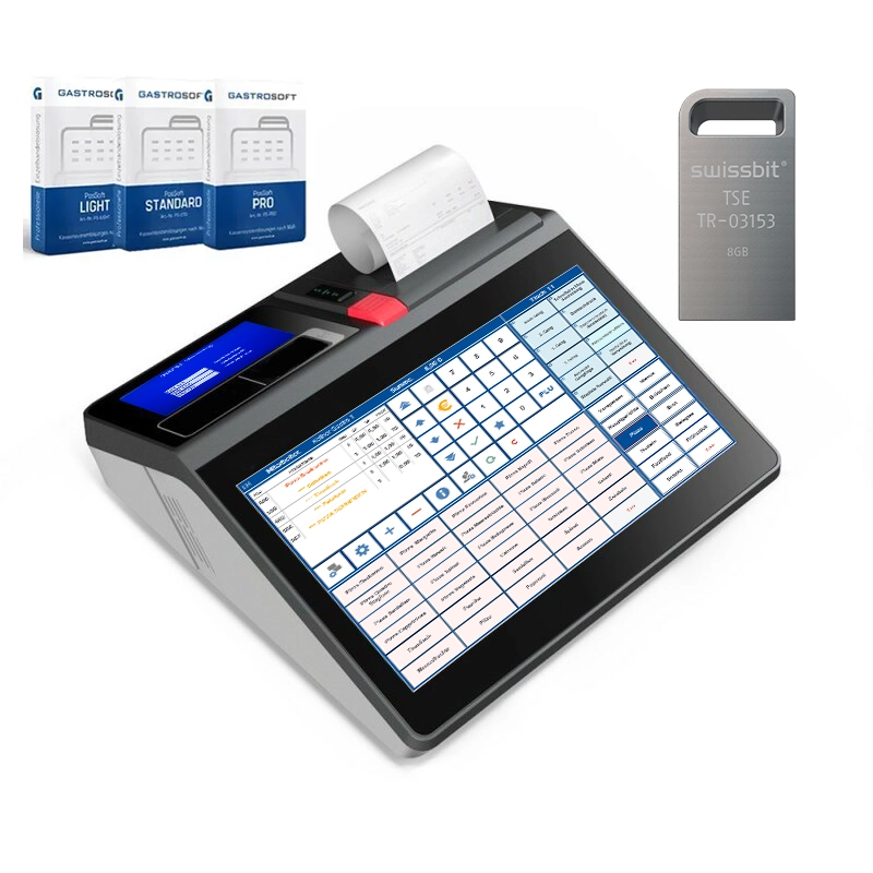 Handel Kasse 11.6 Zoll mit Drucker | Flex Kauf MH | + 4.3 Zoll Kundendisplay | Kassensoftware mit Kassenbuch + TSE